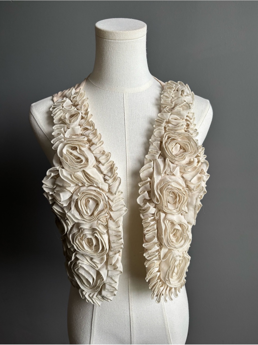 Mystree 3D Rosette Ruffle Open Front Vest